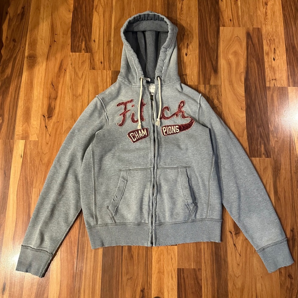 Vintage Abercrombie & Fitch Heavyweight Y2K Gray Full Zip Hoodie Muscle XXL